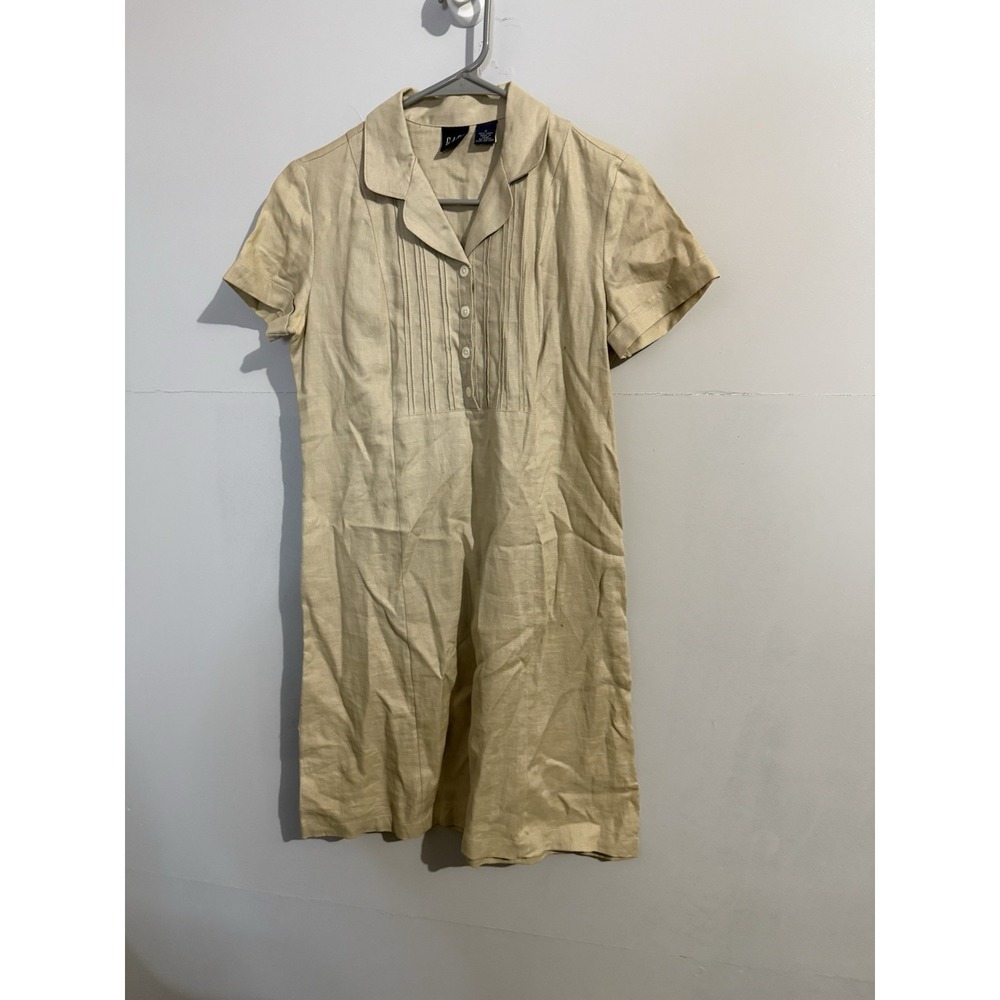Vintage Gap‎ 100% Linen Beige Mini Dress 90s Granola Girl Women's Size 2